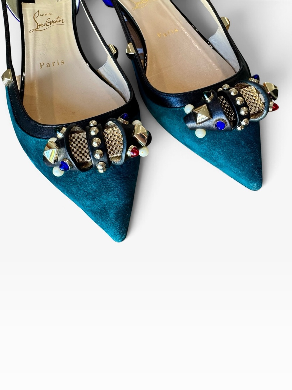 Christian Louboutin “Tudor Young Veau Velours” Pointed Flats Size 38